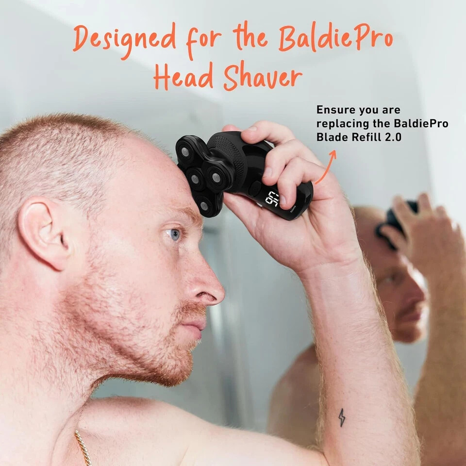 Groomie BaldiePro Blade Refill 2.0 for Smooth Shave, Lasts 60 Shaves, Easy