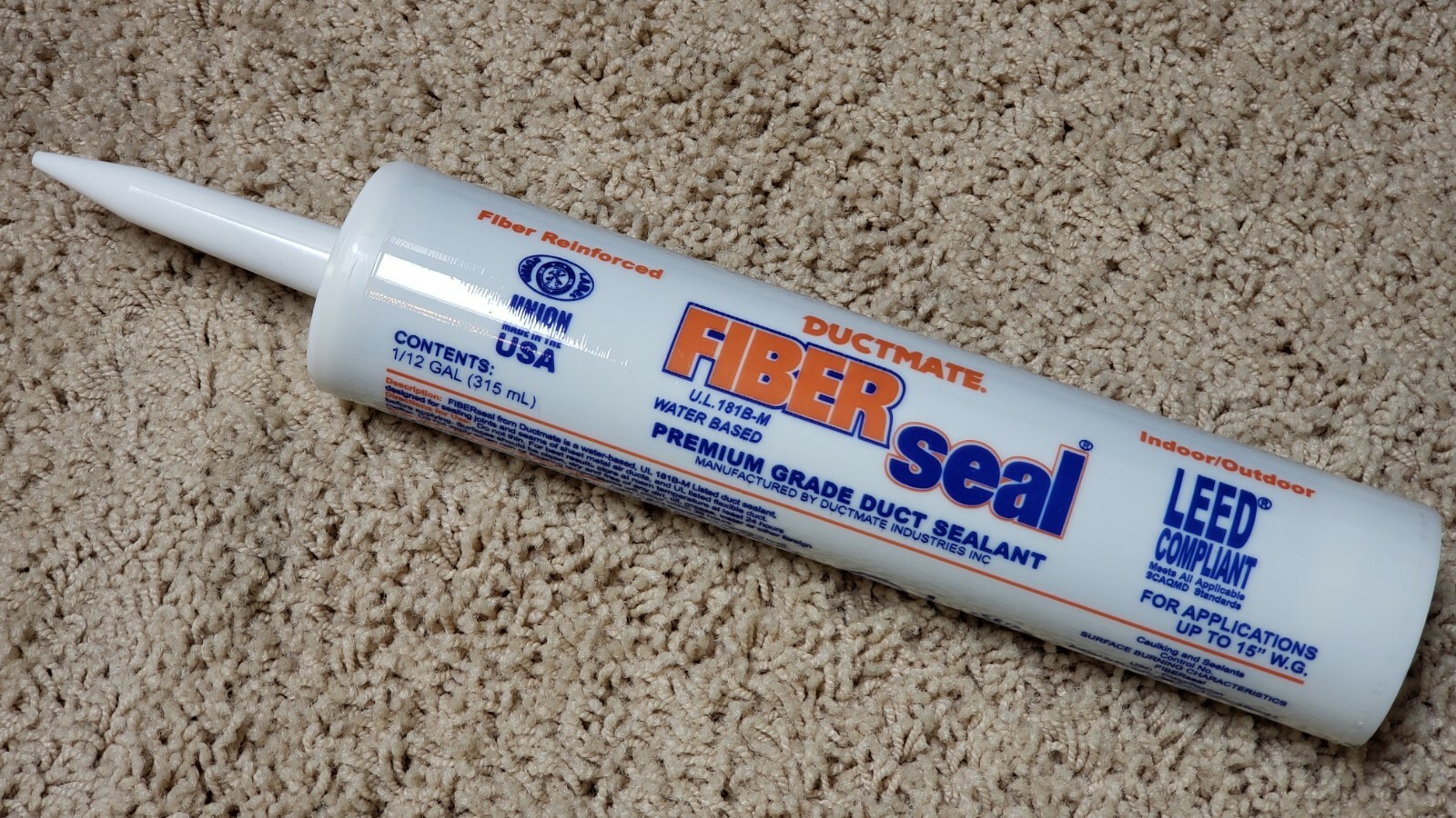 DUCTMATE Fiber Seal Lot of 5 Tubes Gray Premium Duct Sealant 10.5 oz