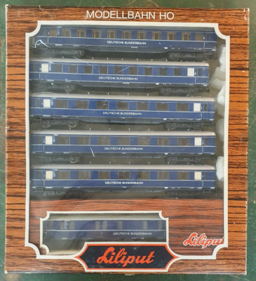 Liliput Schürzenwagen, DB Rheingold/Rheinpfeil 1952, 6 Stck: 1./2./3.Kl Gepäck