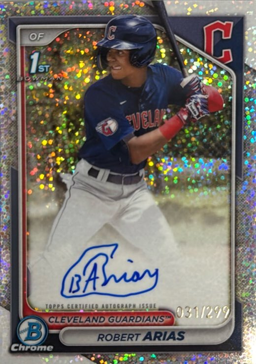 2024 Bowman Chrome Prospect Autographs#CPA-RA Robert Arias Speckle Refractor/299