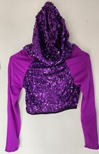 Weissman Dance Costumes Purple Sequin Long Sleeve Hooded Shiny Sz XLC Girls
