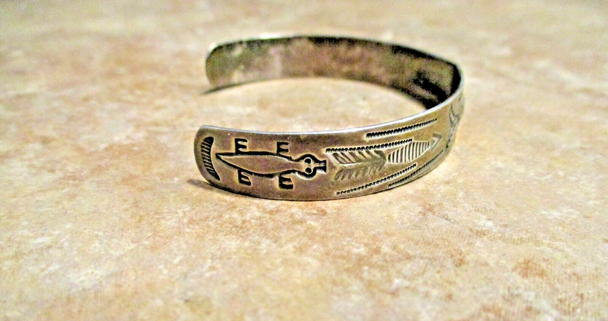 VERY OLD 1930's Navajo Sterling Silver Stamped Design Bracelet | eBay