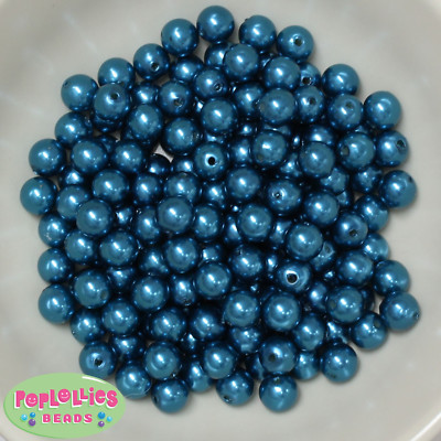 10mm Peacock Blue Pearl Finish Acrylic Bubblegum Beads Lot 50 pc.Chunky