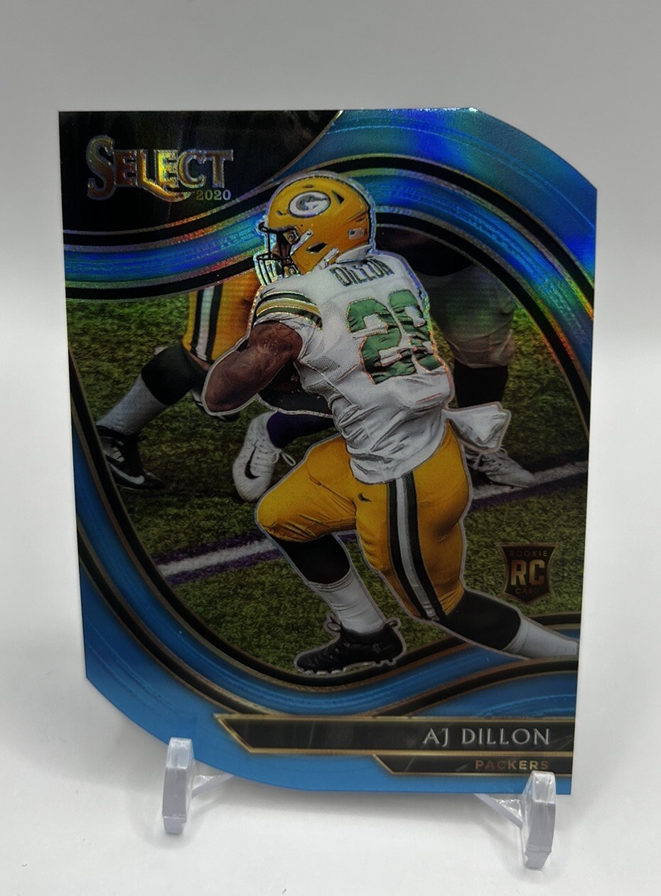 2020 Panini Select Field Level Blue Prizm Die-Cut AJ Dillon #365 Rookie RC