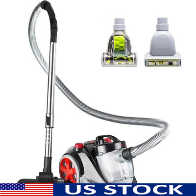 Bagless Canister Vacuum Cleaner W/ Multi-Surface Suction Hard Floors Carpets
