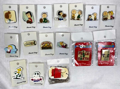 Peanuts Lapel Pin Charlie Brown Snoopy Joe Cool Lucy Favorite Things enamel mint