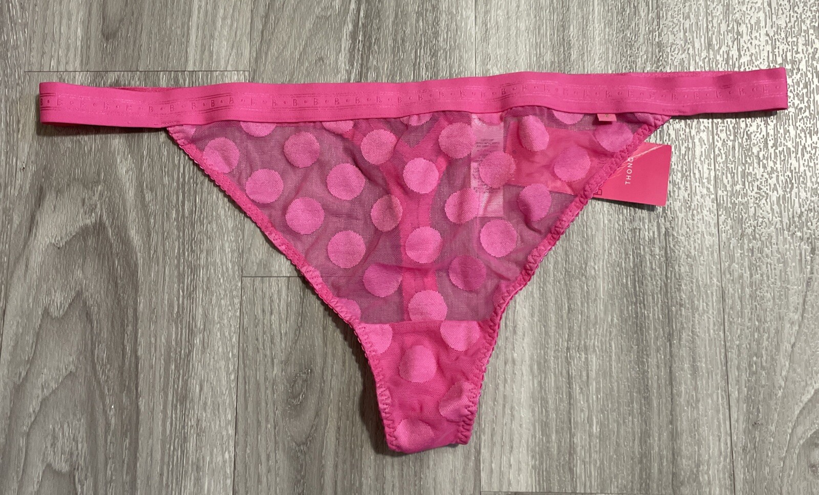 M&S- B By Boutique- PINK Spot Mesh Thong  X-Large ( 20-22) NEW