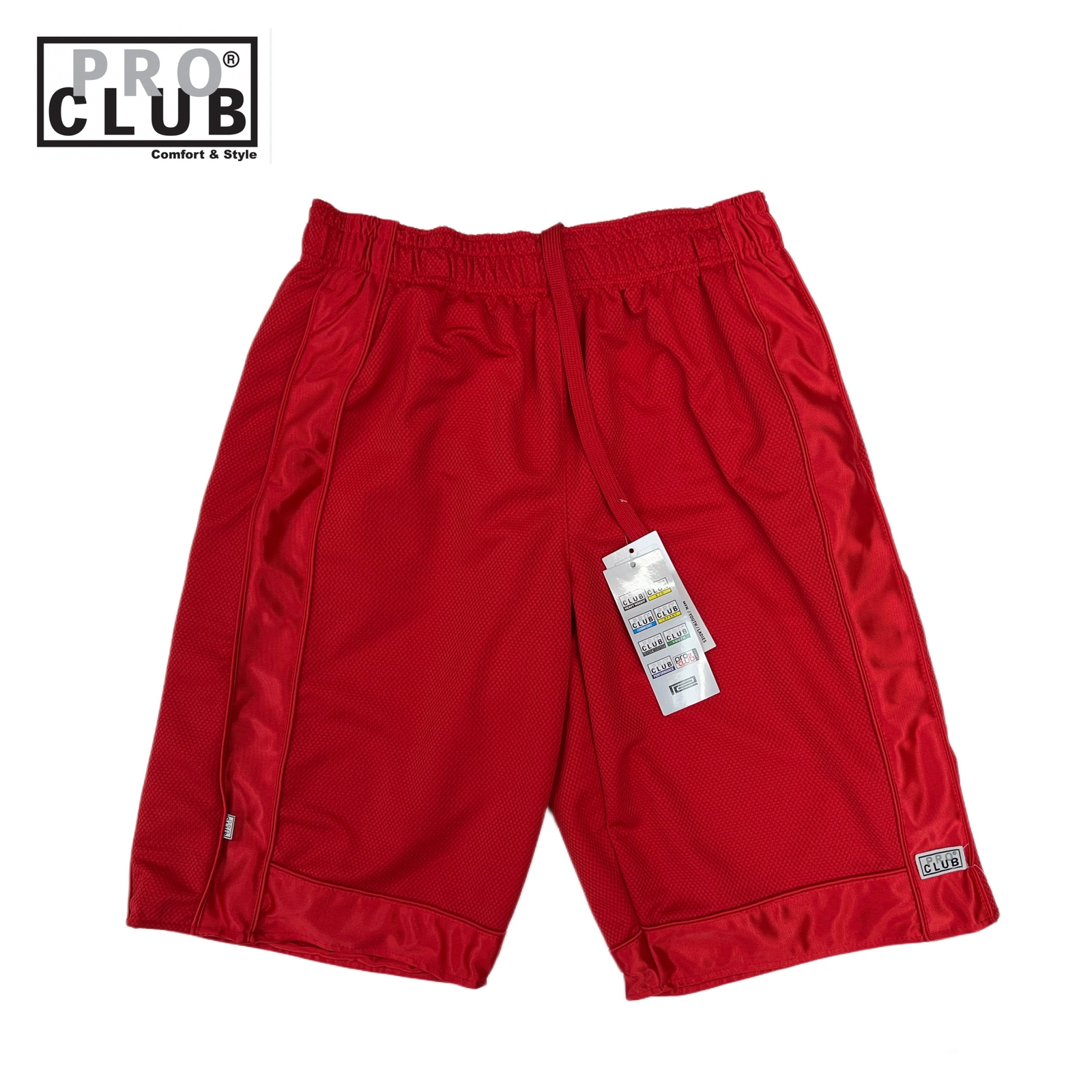 Pro Club Men's Heavyweight Mesh Basketball Shorts (Royal Blue/Red
