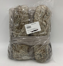 Pottery Barn Faux Fur Hooded Ombre Tipped Robe Gray Caramel Small 9918