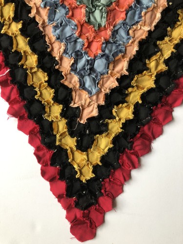 Antique Velvet Hand Stitched Pieced Diamond Partial Quilt Top Unfinished - Picture 15 of 18