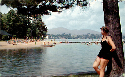 c1960s Mirror Lake, Lake Placid New York Beach Adirondacks Postcards Lot of 100