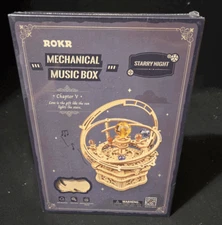 ROKR Mechanical Music Music Box Starry Night 3D Wooden Puzzle New Sealed