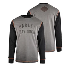 Harley-Davidson Men's T-Shirt Block Letters Graphic Long Sleeve (S65)