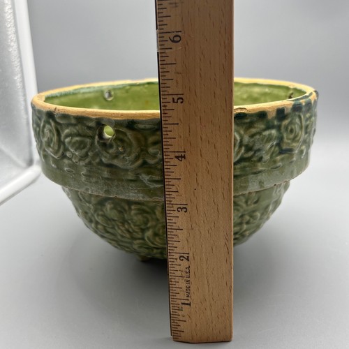 Vintage McCoy Pottery Wild Rose Green Hanging Planter Rare - Picture 8 of 9