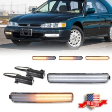 2X Clear Switchback LED Signal Lights For 96-97 Honda Accord 2D Coupe / 4D Sedan