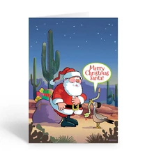 Funny an Cute Desert Santa Christmas Card - 18 Holiday Cards and 19 Envelopes