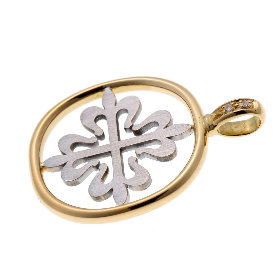 Patek Philippe Calatrava Diamante Oro Amarillo Blanco 18k Colgante Dije Hombres Mujeres Foto 3 de 4