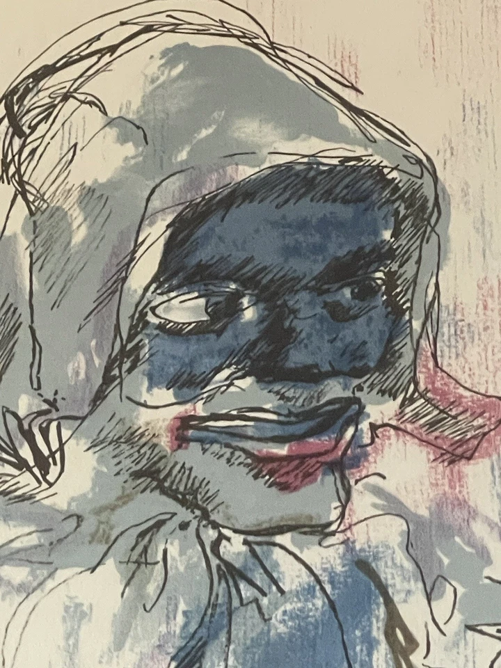 LITOGRAFÍA ARLEQUÍN ABSTRACTO MODERNO VINTAGE LEROY NEIMAN BUFÓN PAYASO AÑOS 60 Foto 4 de 4