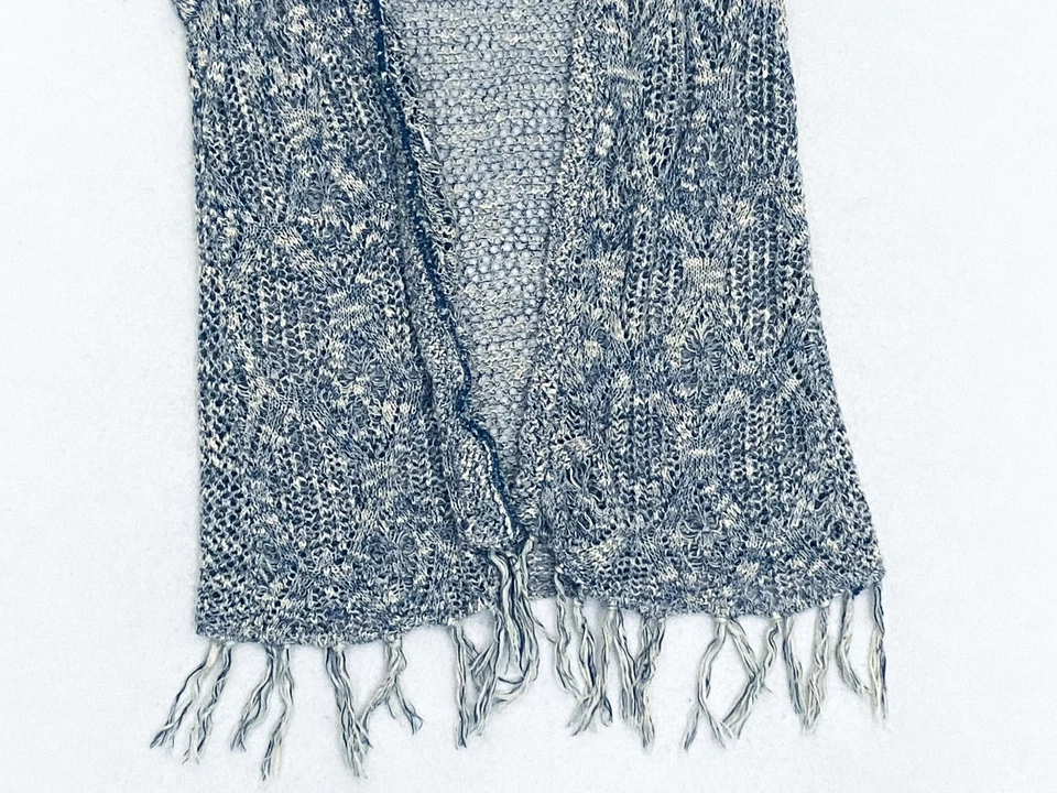 Кардиган вязаный с открытым передом полный наклон синий и белый размер средний - Изображение 3 из 4