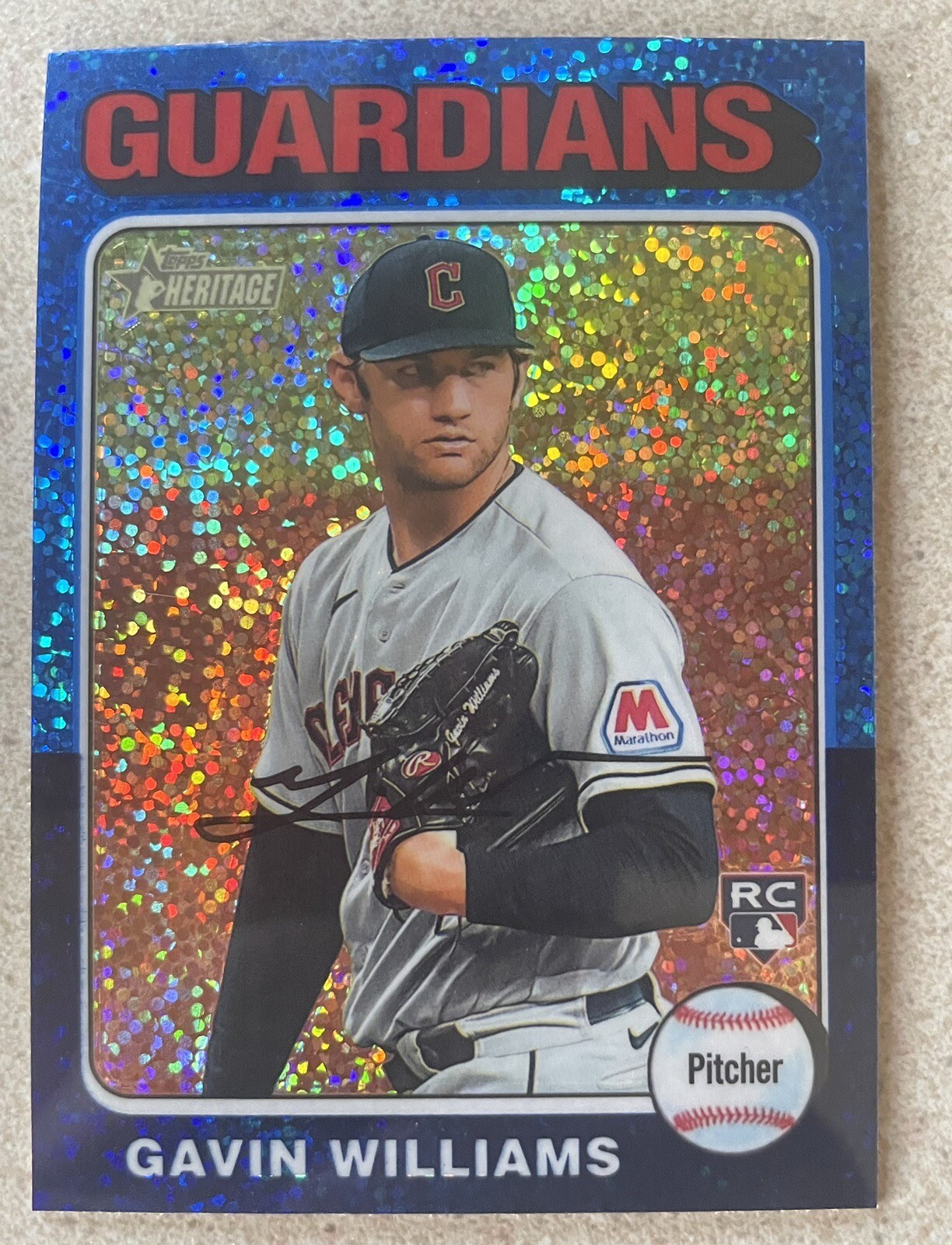 2024 Topps Heritage - Gavin Williams RC - Blue Sparkle Chrome Parallel #489