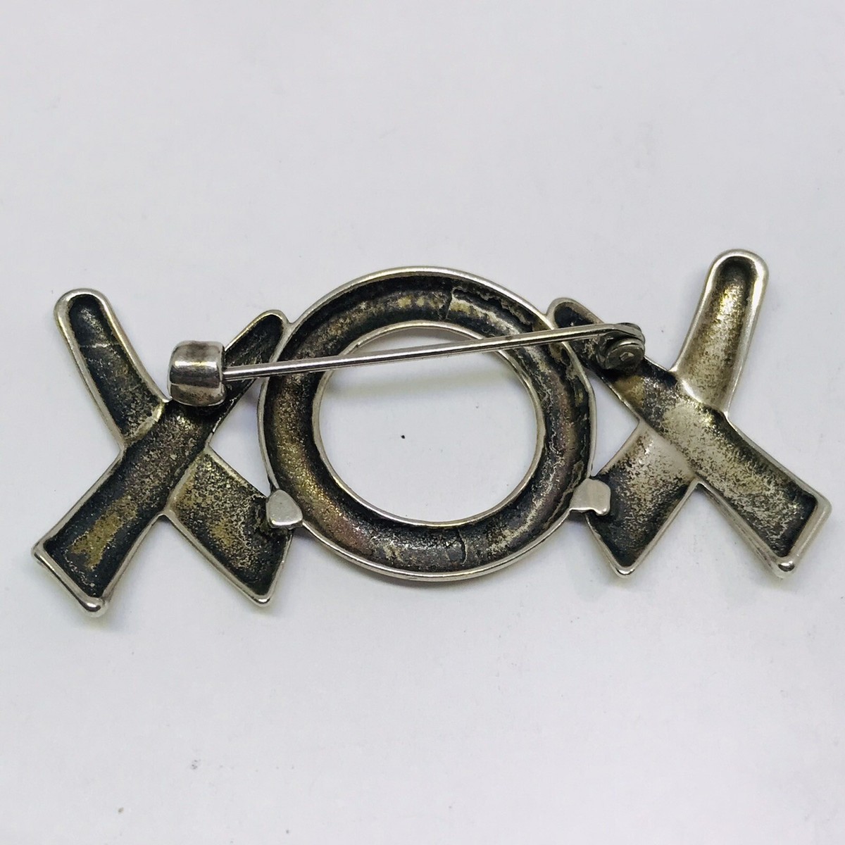 6.9g 925 XOX HUGS KISS STERLING SILVER PIN BROOCH LOVE JEWELRY