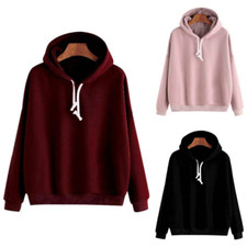 Women Hooded Sweatshirt Ladies Winter Warm Hoodies Tops Jumper Pullover Size New