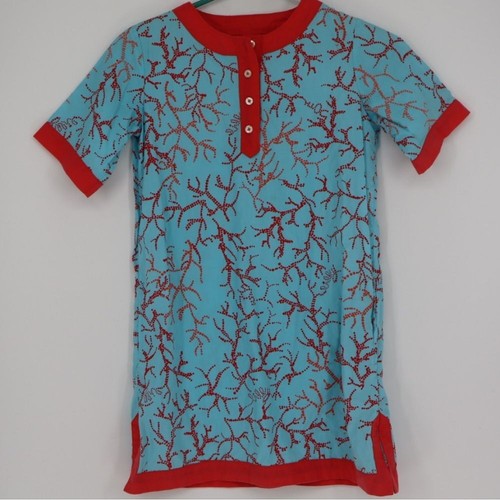 Lilly Pulitzer Jubilee Girls Dress Size 12 Blue Red Coral Summer Short Sleeve