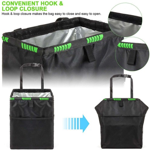 Car Trash Can Litter Bin Garbage Bag Waste Storage Organizer Pocket Waterproof - Picture 8 of 12