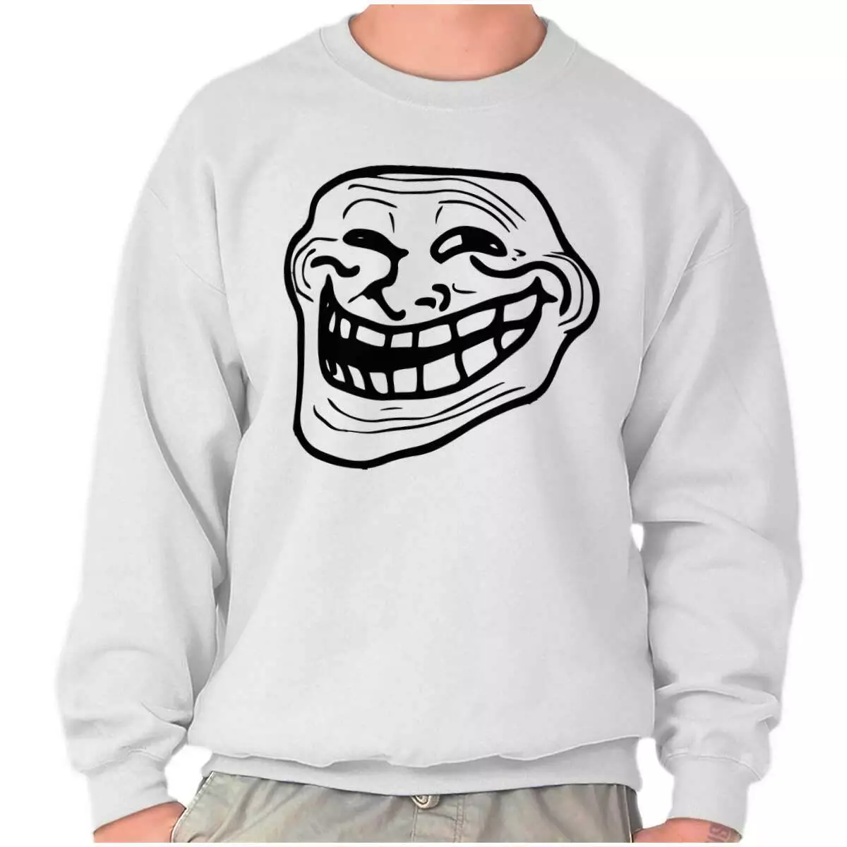 Troll Face Meme Big Smiley Internet Sweatshirt for Men or Women Brisco  Brands X 