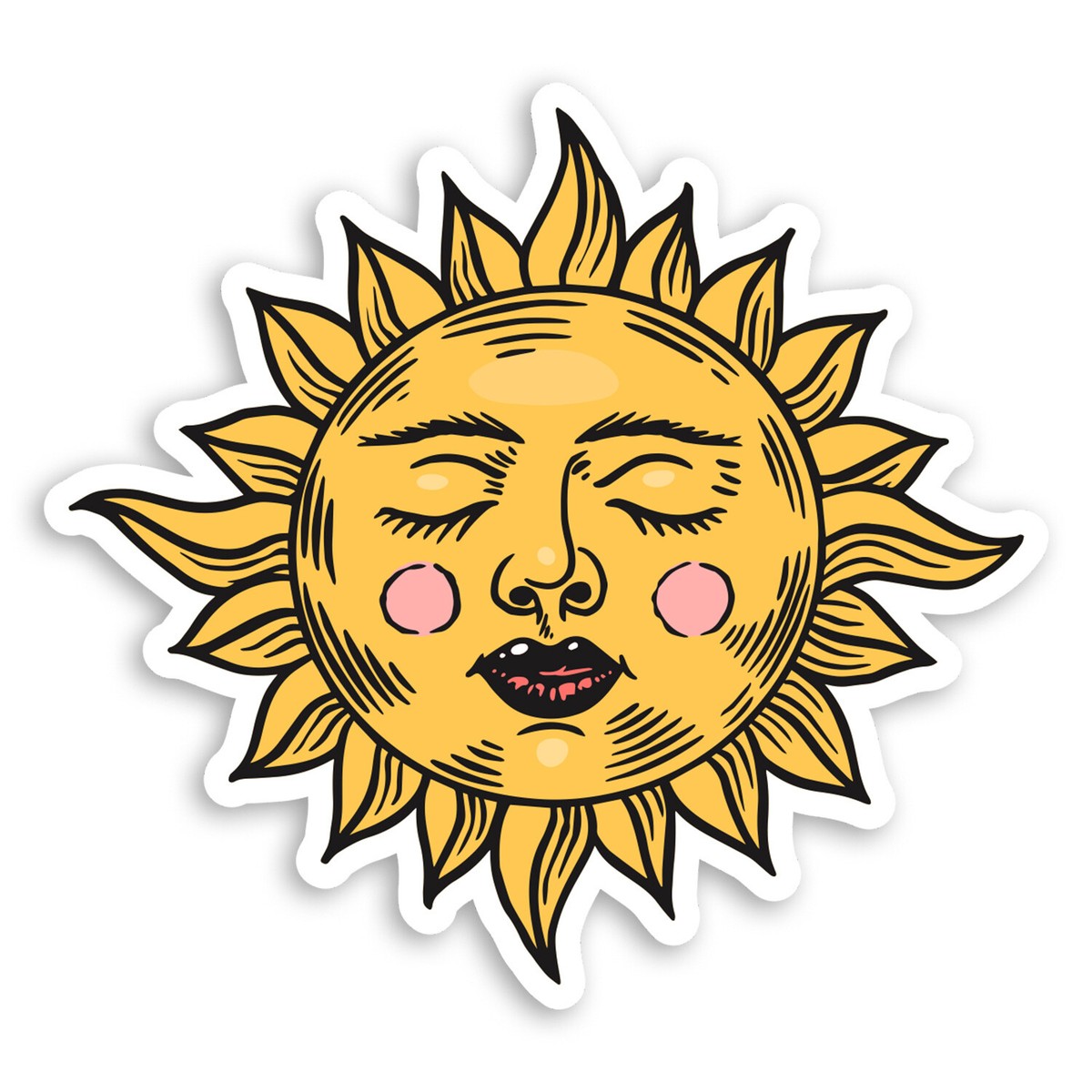2 x 10cm Vintage Sun Face Vinyl Stickers - Sunshine Sky Laptop