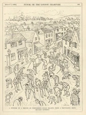 ESCAPED PERFORMING FLEAS HUMOR CARTOON - Circus - VINTAGE BRITISH ILLUSTRATION