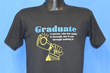 vintage 80s GRADUATE PERSON MADE IT THROUGH FUNNY HUMOR 50/50 t-shirt MEDIUM M