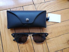 Classic Half Frame Polarized Semi-Rimless Sunglasses w/ Magnetic Case - NEW