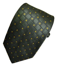 Men's green and yellow geometric patterned tie