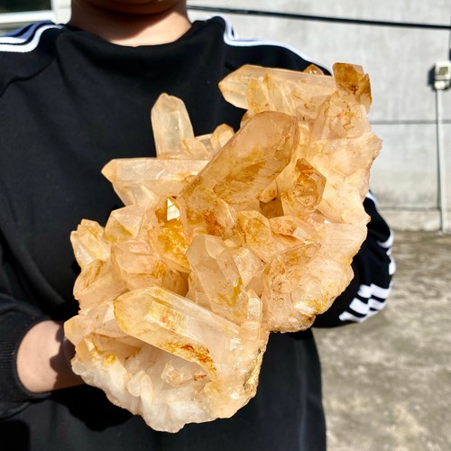 4.1LB Natural white crystal cluster quartz yellow cortical mineral sample - - Picture 11 of 14