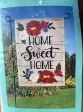 Meadow Creek Garden Flag Home Sweet Home 12.5" x 18" Linen NEW