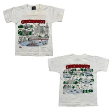 Vintage 80s Cincinnati OH Tee T-Shirt Barb McClain Double Sided FLAW Toddler 2/4