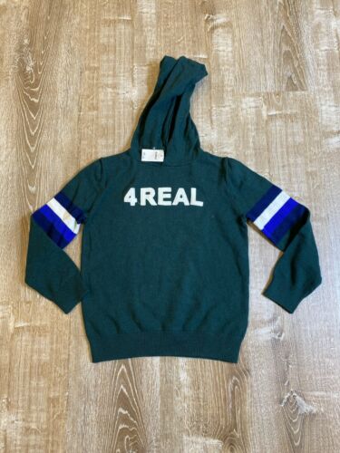 NWT GAP KIDS Hooded Cotton Wool Blend Sweater Green Blue Large 12/14 Hoodie NEW - Picture 1 of 5
