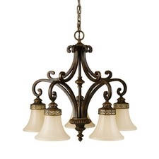 Opulente Pendellampe ANABELL 1 Creme 5 Schirme Landhaus Designlampe Wohnzimmer
