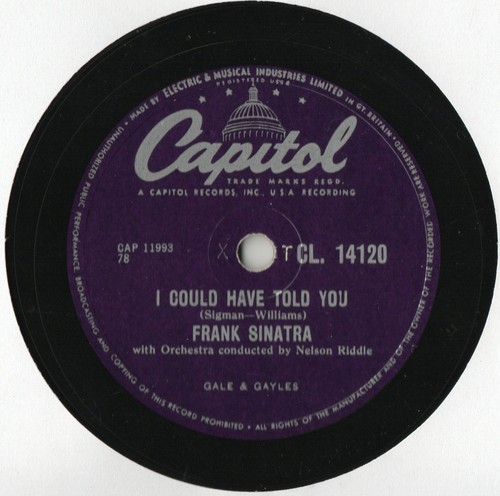 FRANK SINATRA CLASSIC 78 - THREE COINS IN THE FOUNTAIN - I COULD HAVE TOLD YOU - Picture 2 of 3