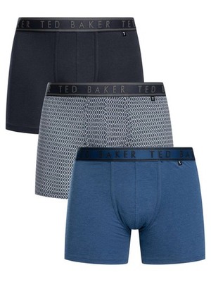 Ted Baker Herren 3er Boxershorts, Blau