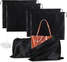 4 Pack Silk Dust Bags With Drawstring For Purses Handbags Travel Pouch Black