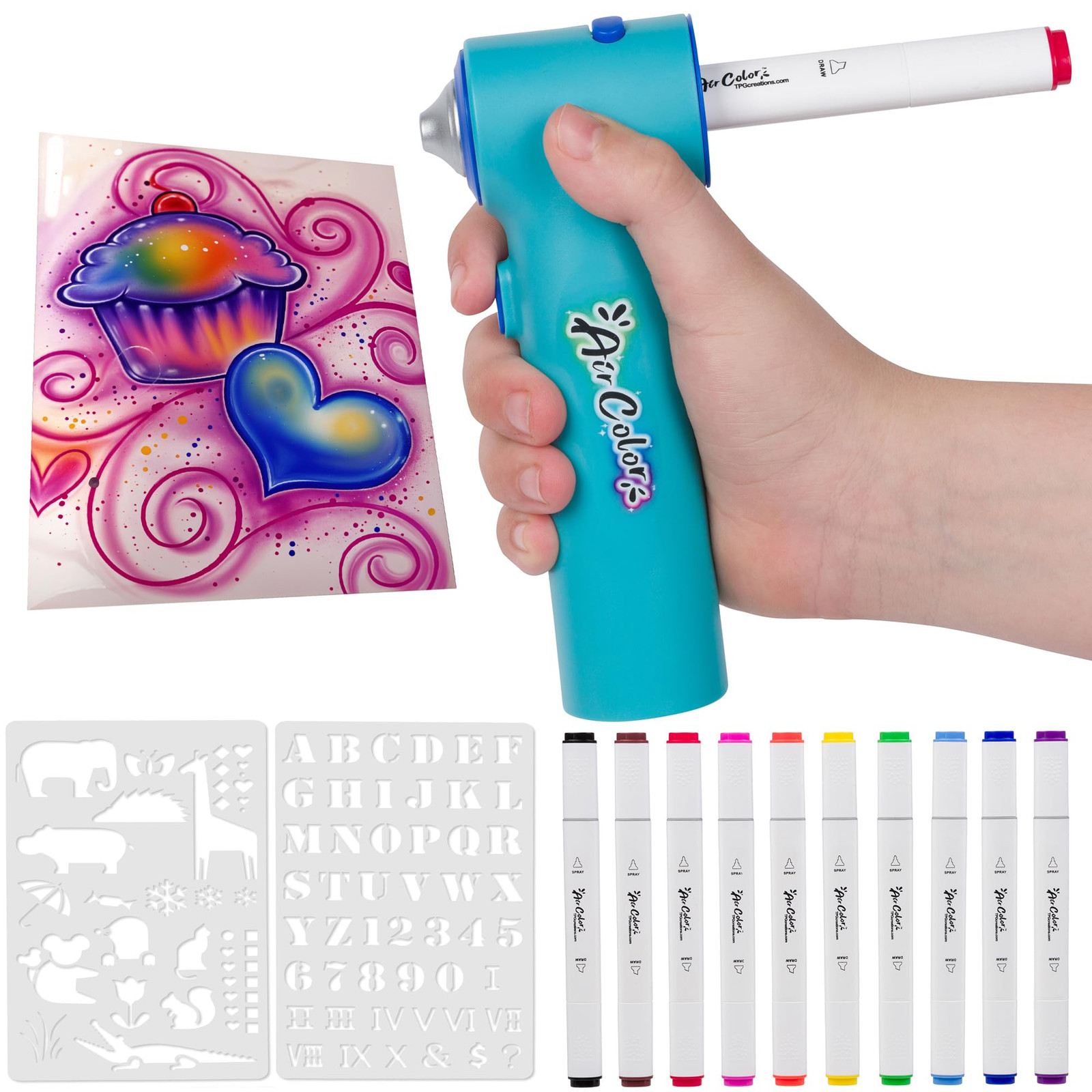 Cordless Rechargeable Air Color Airbrush Marker Kit for Kids Art and Crafts  