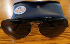 Vintage 1990s The Aces American Optical Black Aviators Sunglasses With Case