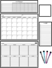 Black  White Dry-Erase Magnetic Calendar Set