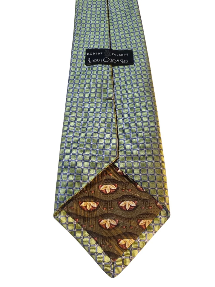 Corbata de diseñador Robert Talbott de Lindsay Odom para hombre verde azul geométrica Foto 4 de 4