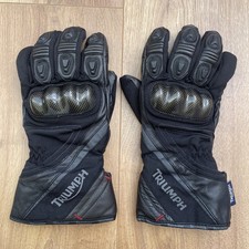 Men's Triumph Leather Textile Motorcycle Gloves Motorbike Biker Size M Armour 
