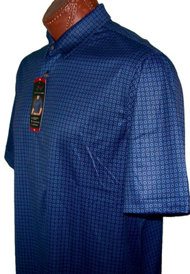 GREG NORMAN Golf S/S UPF 30+ Protection Moisture WICKING POLO sz L (BLUE PRINT)