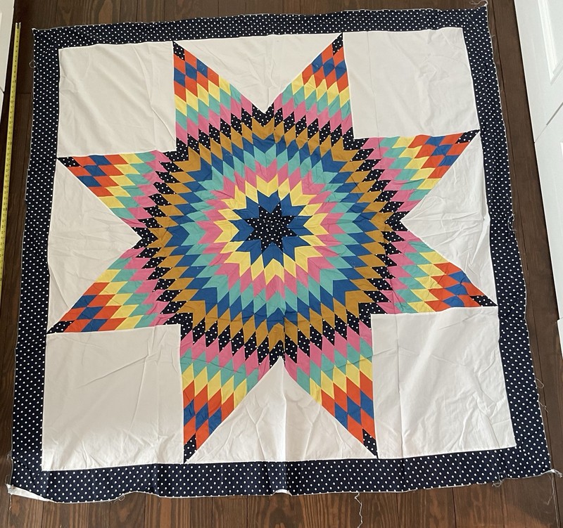 Contemporary Lone Star Quilt Top #1 Of 2, Size 80 X 79