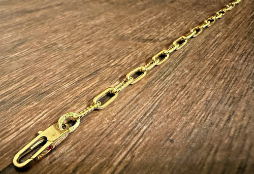 Roberto Coin 18K Yellow Gold Paperclip Chain Necklace Alternating Polish 17" New